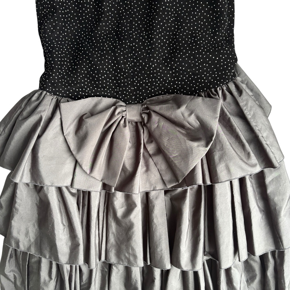 Vintage John Charles Velvet Polka Dot Mermaid Evening Gown Dress Cyprus SMALL - Picture 6 of 9